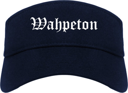 Wahpeton North Dakota ND Old English Mens Visor Cap Hat Navy Blue