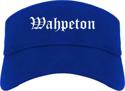 Wahpeton North Dakota ND Old English Mens Visor Cap Hat Royal Blue
