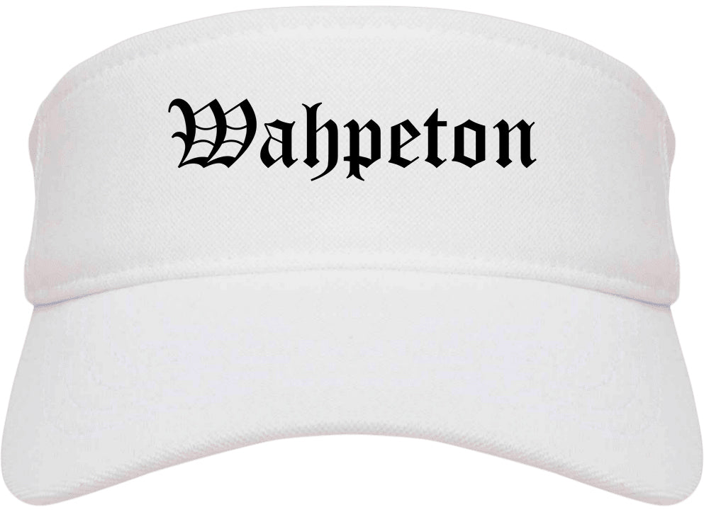 Wahpeton North Dakota ND Old English Mens Visor Cap Hat White