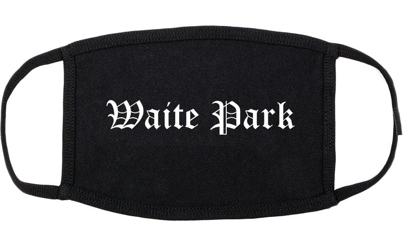 Waite Park Minnesota MN Old English Cotton Face Mask Black