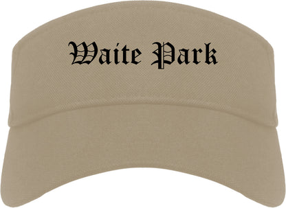 Waite Park Minnesota MN Old English Mens Visor Cap Hat Khaki