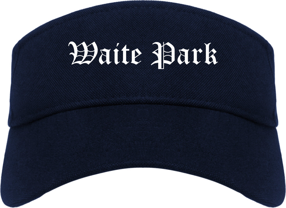 Waite Park Minnesota MN Old English Mens Visor Cap Hat Navy Blue