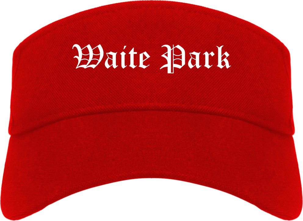 Waite Park Minnesota MN Old English Mens Visor Cap Hat Red