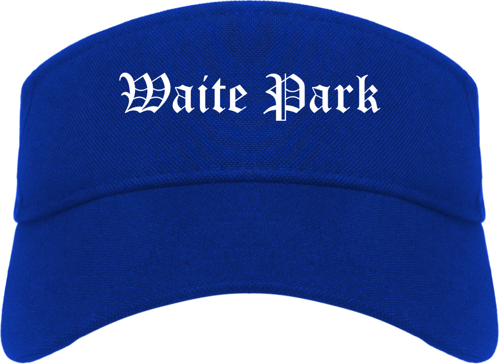 Waite Park Minnesota MN Old English Mens Visor Cap Hat Royal Blue