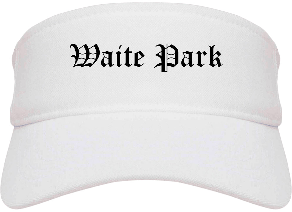 Waite Park Minnesota MN Old English Mens Visor Cap Hat White