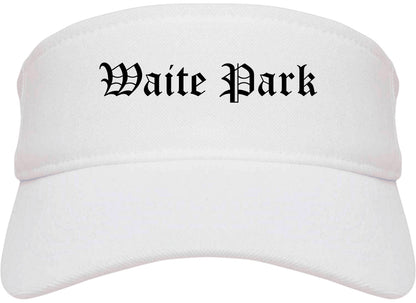 Waite Park Minnesota MN Old English Mens Visor Cap Hat White