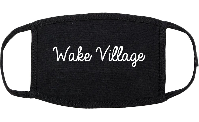 Wake Village Texas TX Script Cotton Face Mask Black