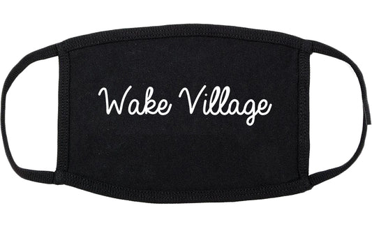 Wake Village Texas TX Script Cotton Face Mask Black