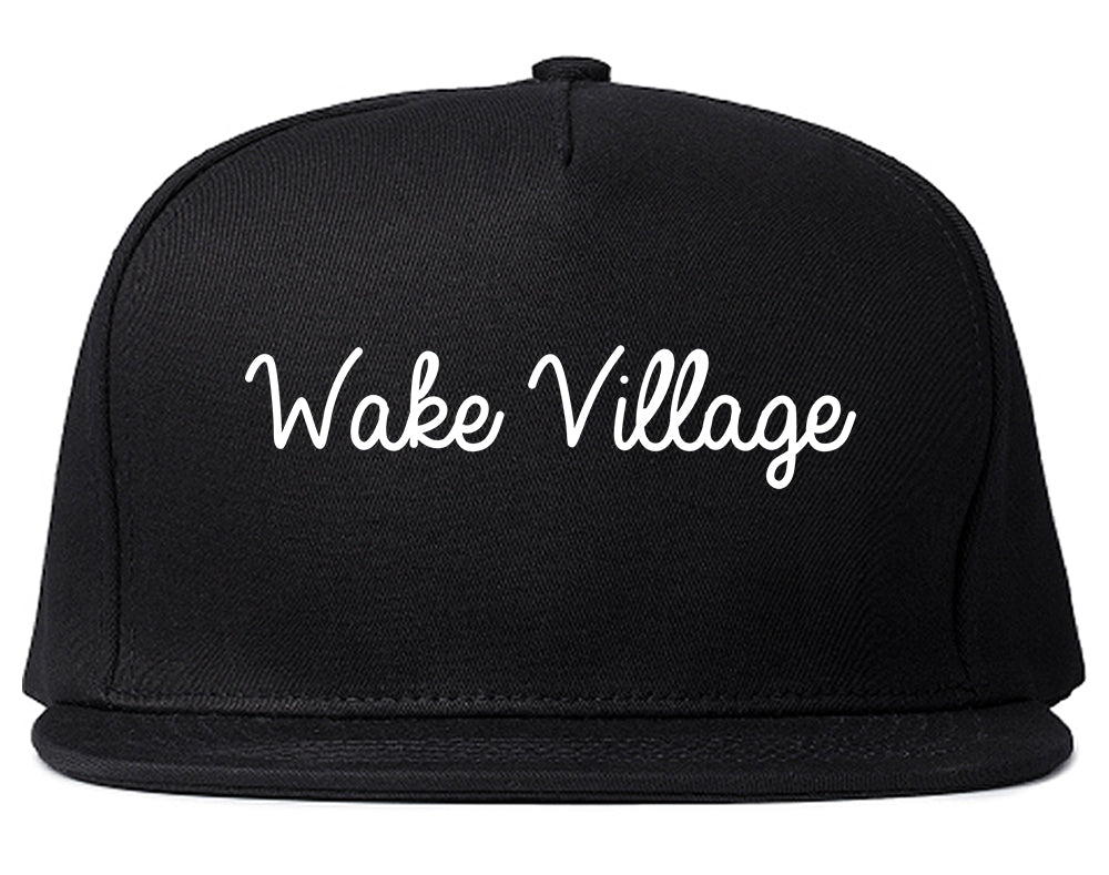 Wake Village Texas TX Script Mens Snapback Hat Black