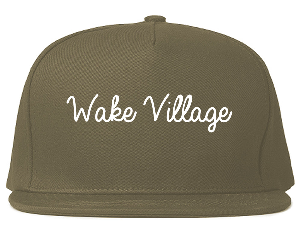 Wake Village Texas TX Script Mens Snapback Hat Grey