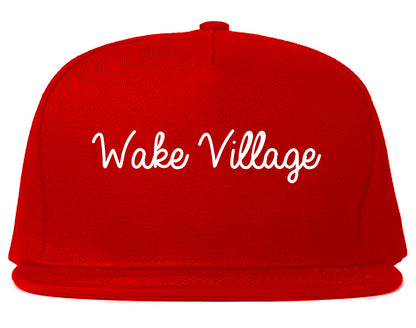 Wake Village Texas TX Script Mens Snapback Hat Red