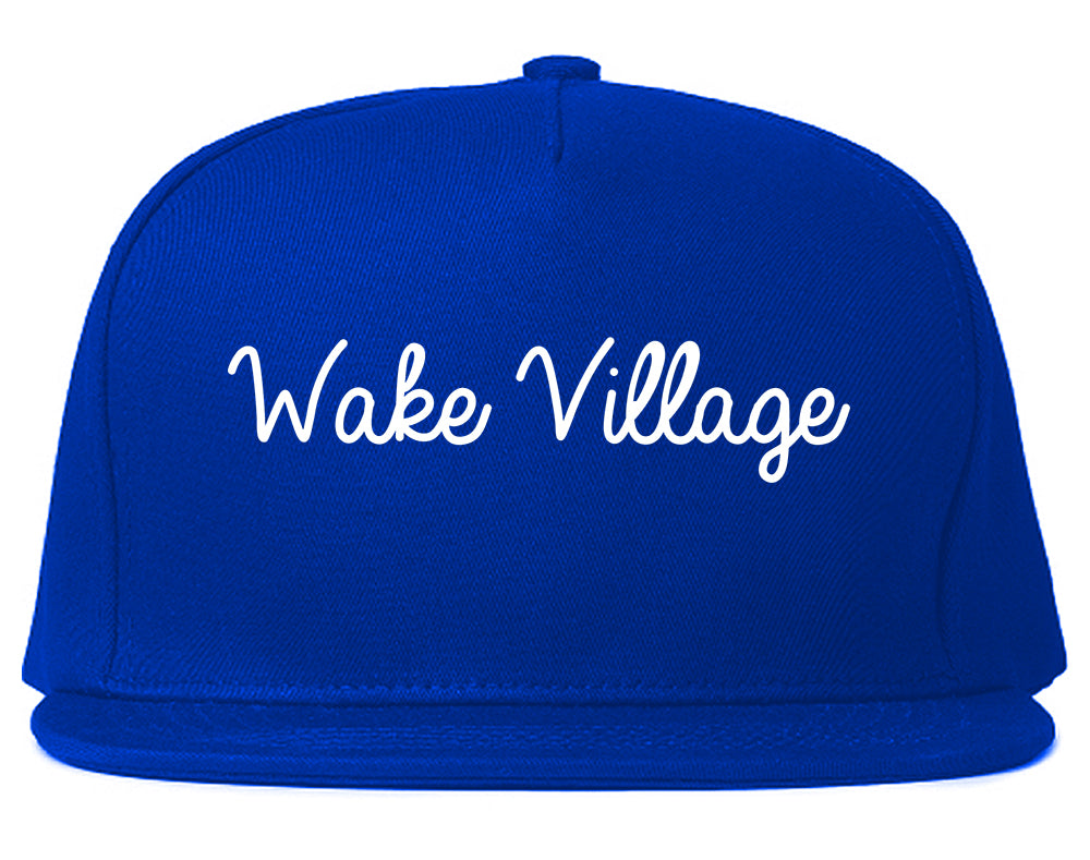 Wake Village Texas TX Script Mens Snapback Hat Royal Blue