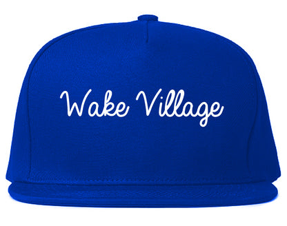 Wake Village Texas TX Script Mens Snapback Hat Royal Blue