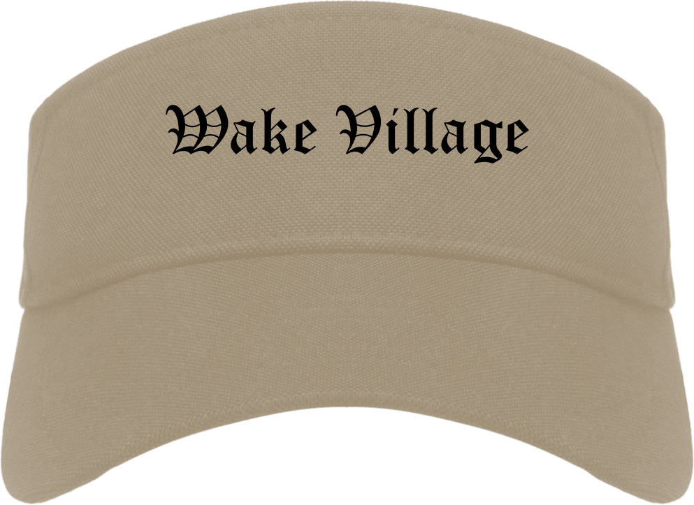 Wake Village Texas TX Old English Mens Visor Cap Hat Khaki