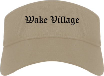 Wake Village Texas TX Old English Mens Visor Cap Hat Khaki