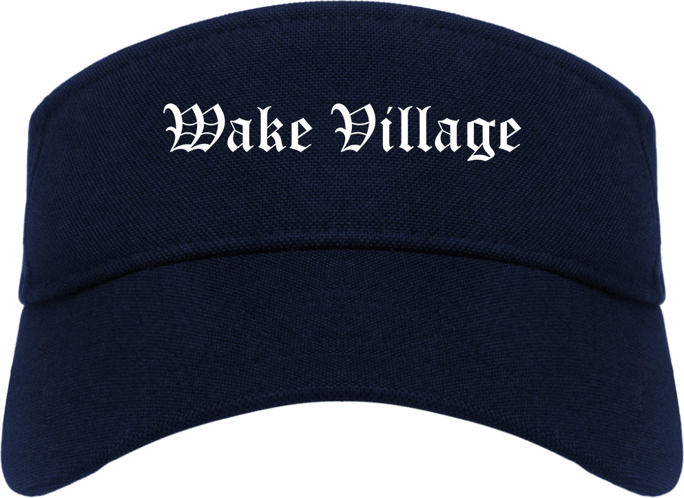Wake Village Texas TX Old English Mens Visor Cap Hat Navy Blue