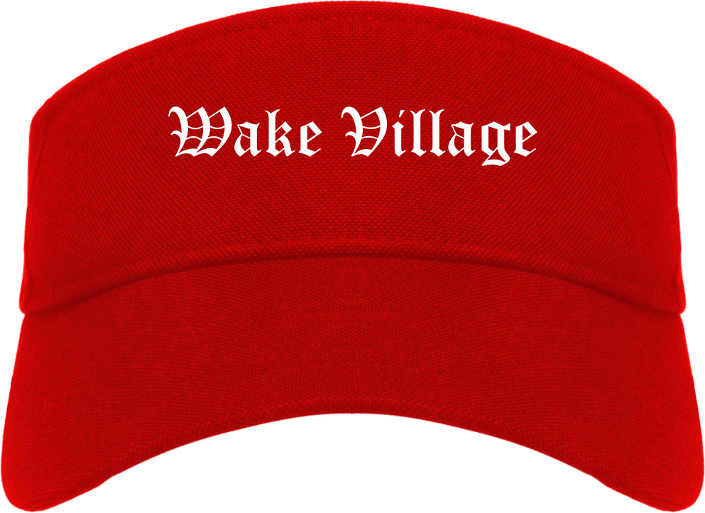 Wake Village Texas TX Old English Mens Visor Cap Hat Red