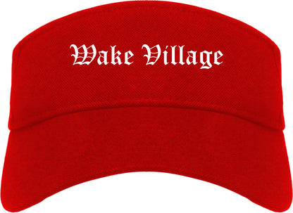 Wake Village Texas TX Old English Mens Visor Cap Hat Red