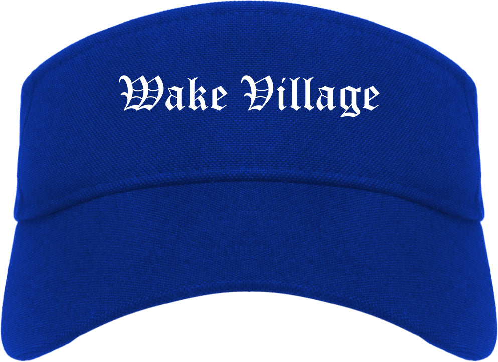 Wake Village Texas TX Old English Mens Visor Cap Hat Royal Blue