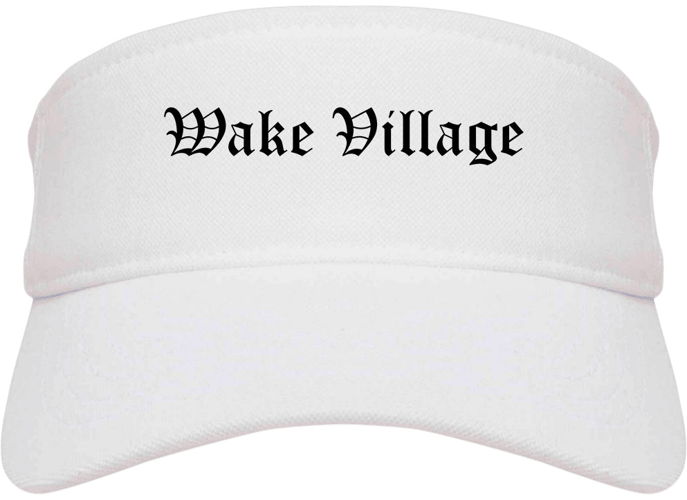 Wake Village Texas TX Old English Mens Visor Cap Hat White
