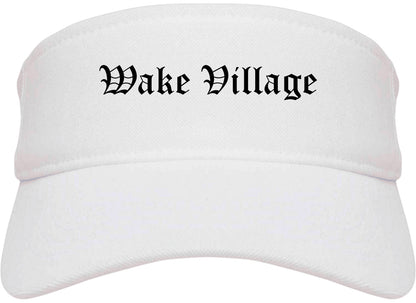 Wake Village Texas TX Old English Mens Visor Cap Hat White
