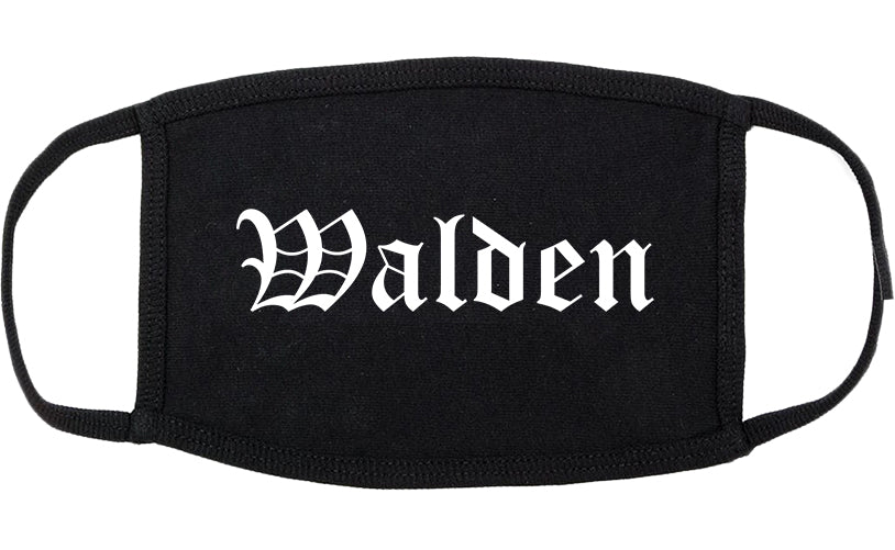 Walden New York NY Old English Cotton Face Mask Black