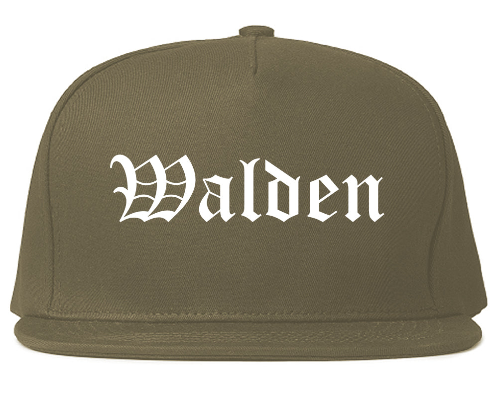 Walden New York NY Old English Mens Snapback Hat Grey