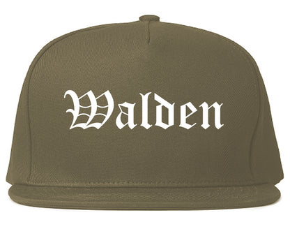 Walden New York NY Old English Mens Snapback Hat Grey