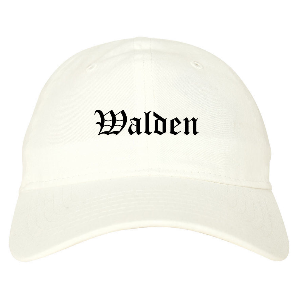 Walden New York NY Old English Mens Dad Hat Baseball Cap White