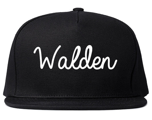 Walden New York NY Script Mens Snapback Hat Black