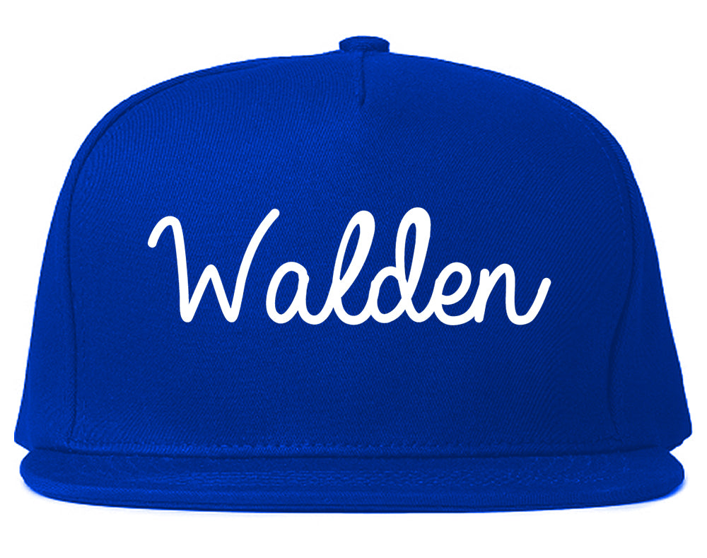 Walden New York NY Script Mens Snapback Hat Royal Blue