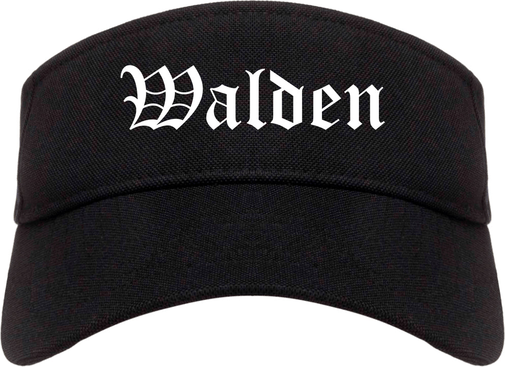 Walden New York NY Old English Mens Visor Cap Hat Black