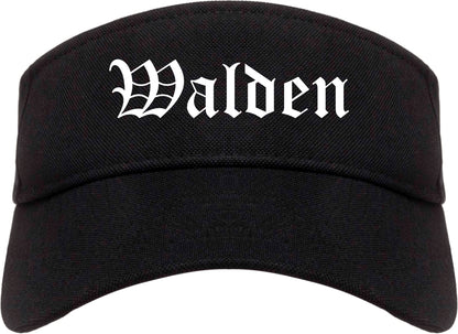 Walden New York NY Old English Mens Visor Cap Hat Black