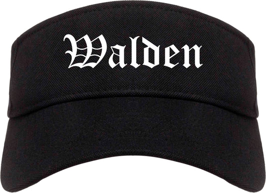 Walden New York NY Old English Mens Visor Cap Hat Black
