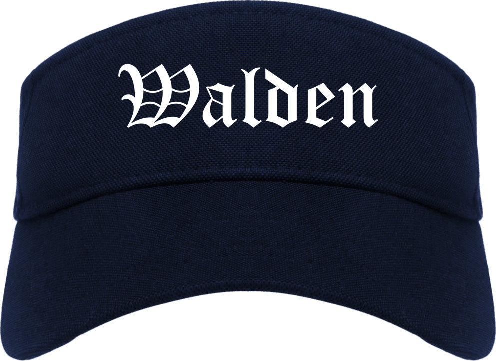 Walden New York NY Old English Mens Visor Cap Hat Navy Blue