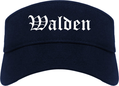 Walden New York NY Old English Mens Visor Cap Hat Navy Blue