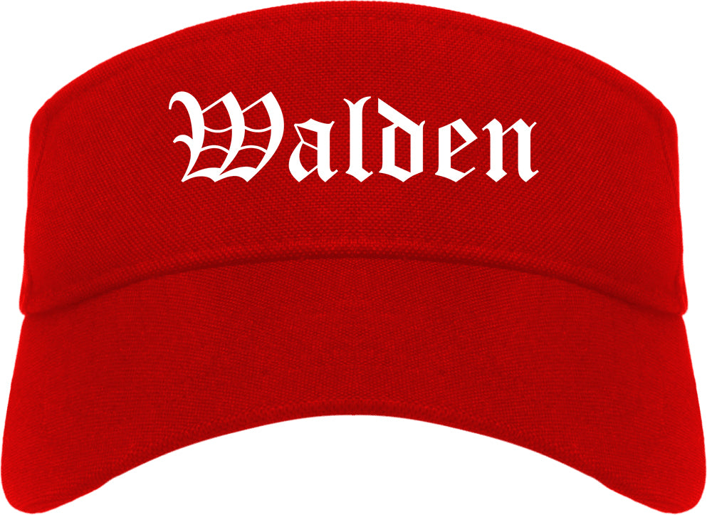 Walden New York NY Old English Mens Visor Cap Hat Red