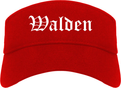Walden New York NY Old English Mens Visor Cap Hat Red
