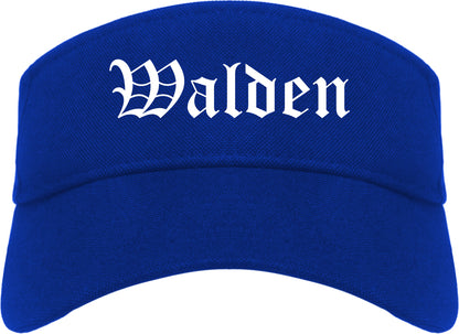 Walden New York NY Old English Mens Visor Cap Hat Royal Blue