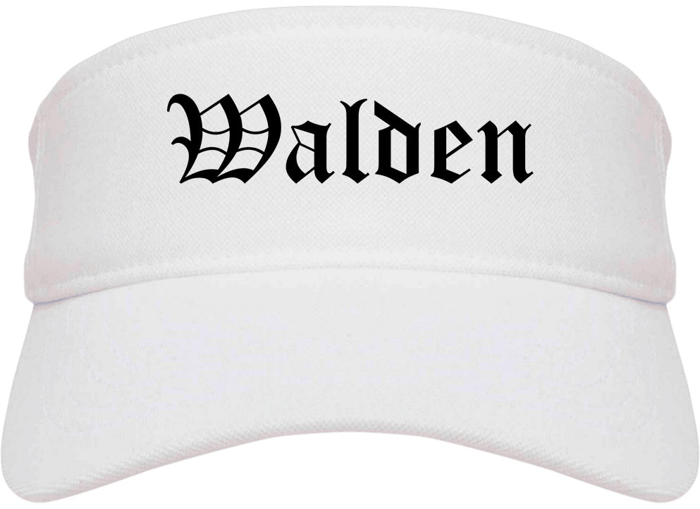 Walden New York NY Old English Mens Visor Cap Hat White