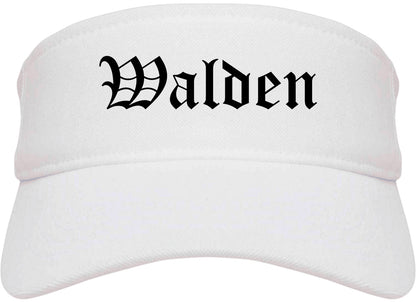 Walden New York NY Old English Mens Visor Cap Hat White
