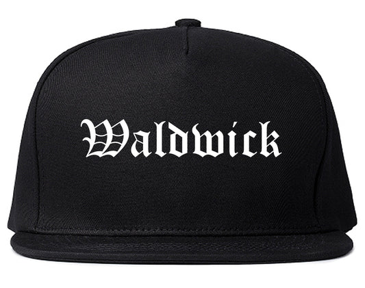 Waldwick New Jersey NJ Old English Mens Snapback Hat Black