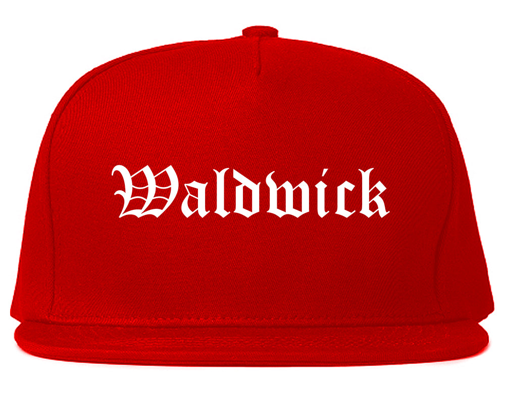Waldwick New Jersey NJ Old English Mens Snapback Hat Red