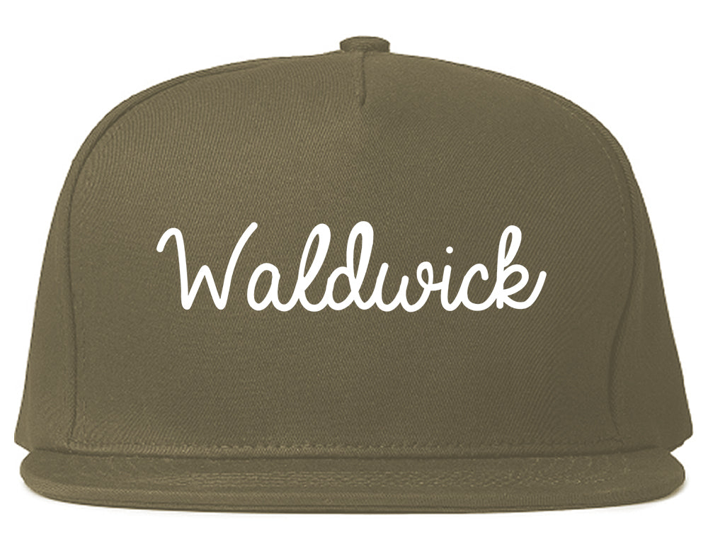 Waldwick New Jersey NJ Script Mens Snapback Hat Grey