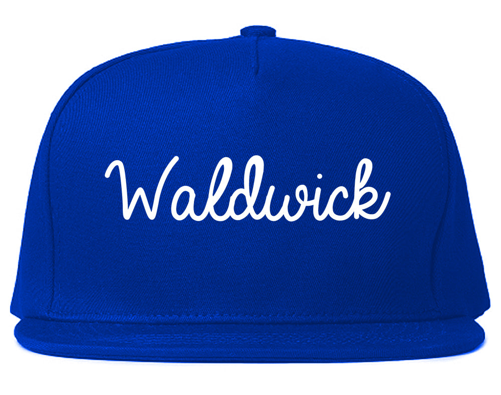 Waldwick New Jersey NJ Script Mens Snapback Hat Royal Blue