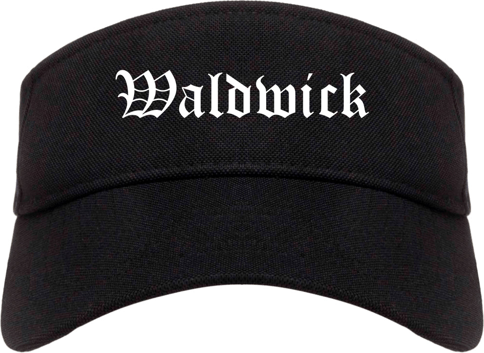Waldwick New Jersey NJ Old English Mens Visor Cap Hat Black