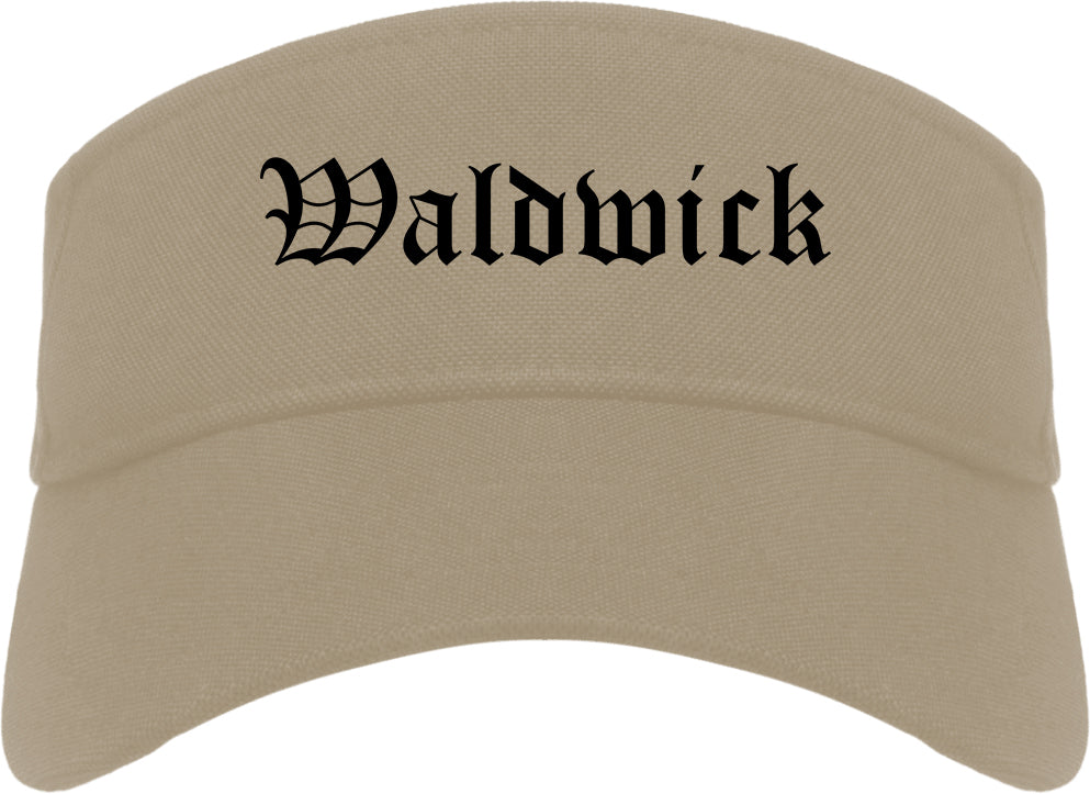 Waldwick New Jersey NJ Old English Mens Visor Cap Hat Khaki