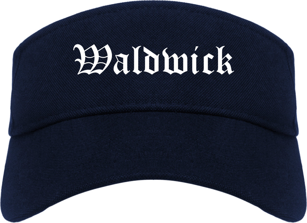 Waldwick New Jersey NJ Old English Mens Visor Cap Hat Navy Blue