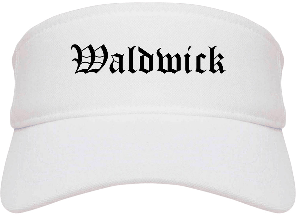 Waldwick New Jersey NJ Old English Mens Visor Cap Hat White