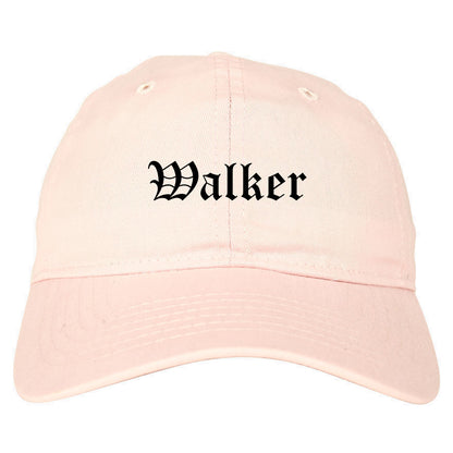 Walker Louisiana LA Old English Mens Dad Hat Baseball Cap Pink